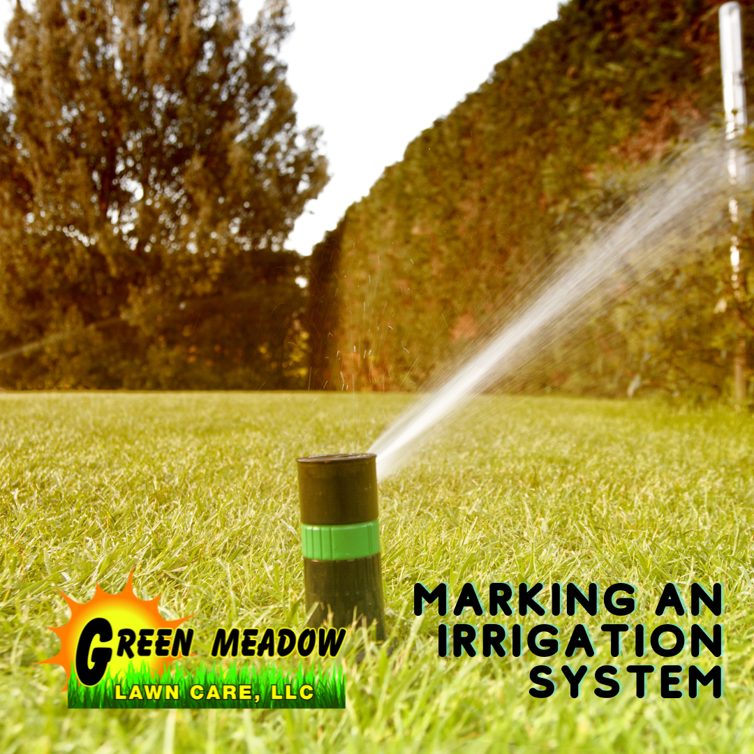 Marking irrigation heads for over seeding and aeration in lawn care